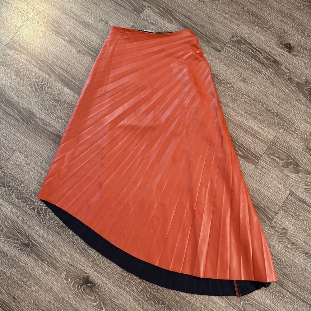 A.L.C. Tracy Asymmetric Pleated Vegan Leather Skirt - Picture 6 of 7
